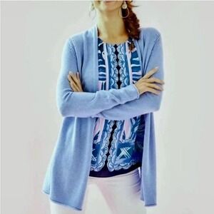 Lilly Pulitzer Allyse Open Front Cardigan Cashmere Blend Blue Size‎ Medium